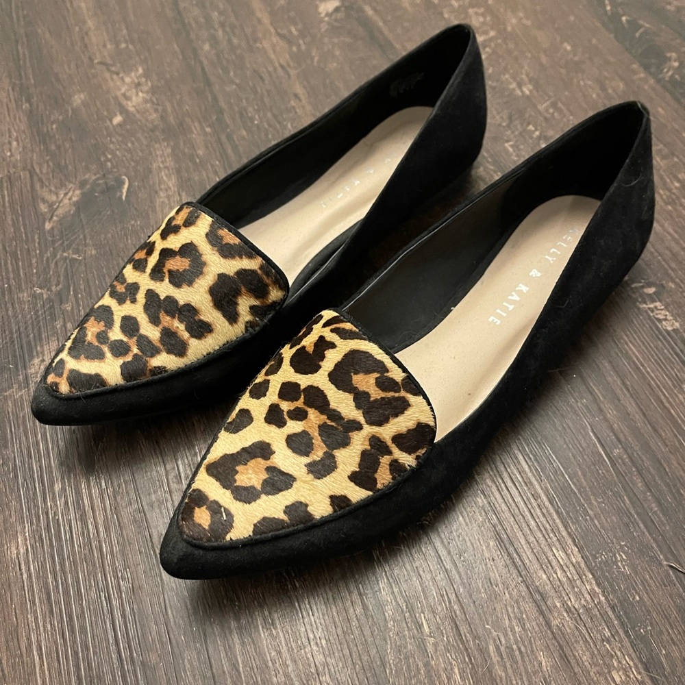 Kelly and Katie pointy toe leopard flats